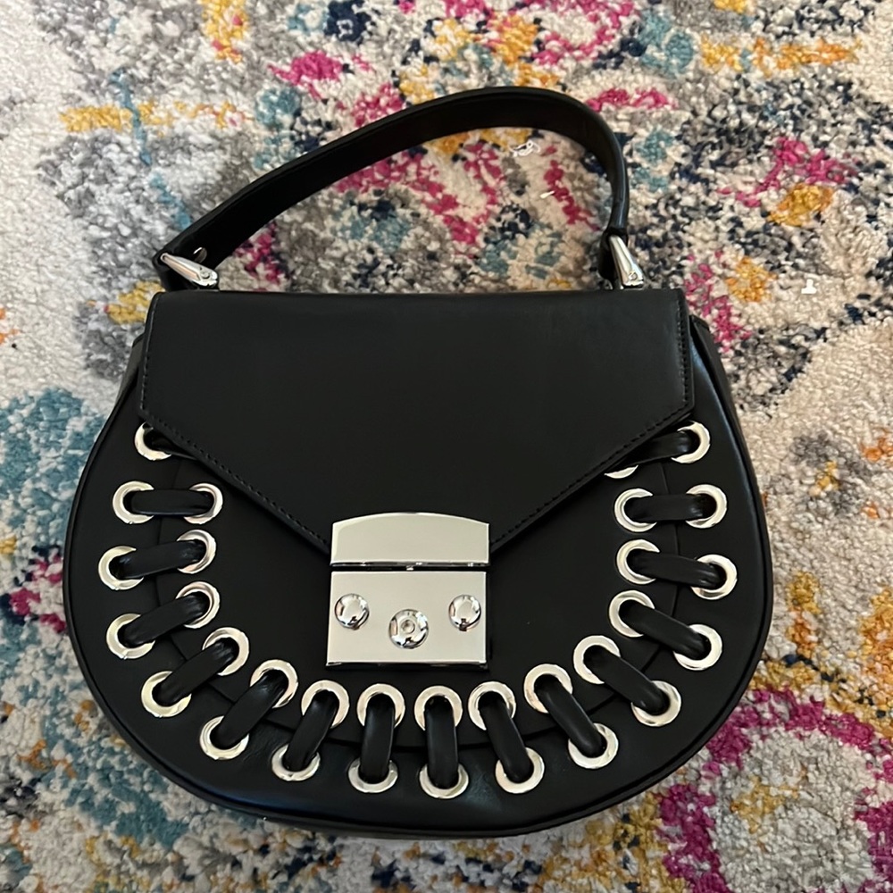 AQUA (Bloomingdales) black leather purse